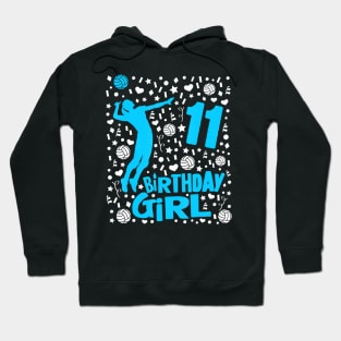 Girls Volleyball 11Th Birthday 11 Year Old Player Hoodie